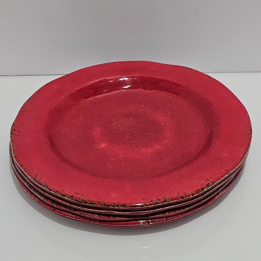 4 Pier 1  Melamine Salad Lunch Plates 9"  rustic crackle unbreakable dishes